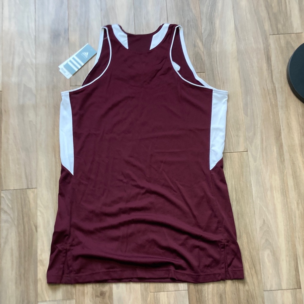 adidas performance tank team jersey top maroon white size L - Picture 16 of 17